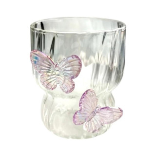 Hullámos pohár lila pillangókkal - 260 ml