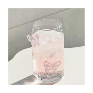 Magas pohár rózsaszín pillangókkal - 500 ml