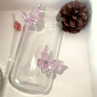 Magas pohár rózsaszín pillangókkal - 500 ml