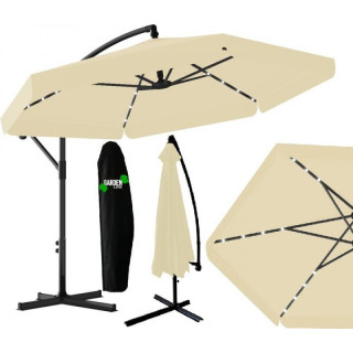 Bézs kerti napernyő LED világítással - 3 m -
