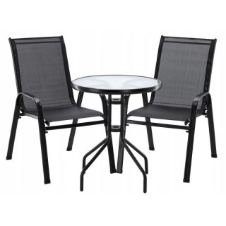 Fekete erkélybútor szett - 2 szék + asztal