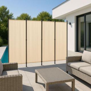 Összecsukható, 4 paneles paraván bézs színben