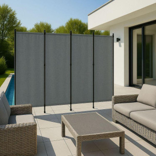 Szürke összecsukható, 4 paneles paraván