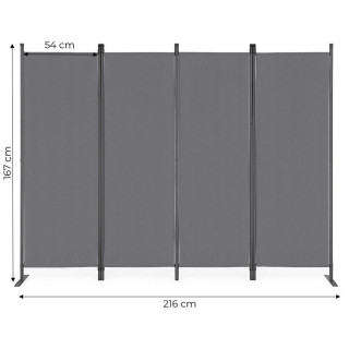 Szürke összecsukható, 4 paneles paraván