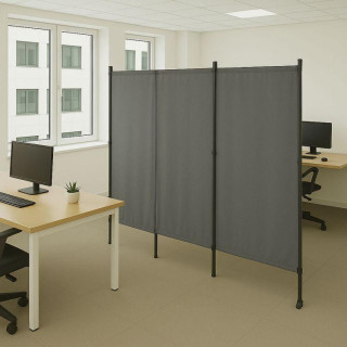 Összecsukható, 3 paneles paraván szürke színben