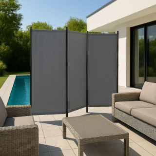 Összecsukható, 3 paneles paraván szürke színben