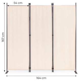 Bézs színű, összecsukható, 3 paneles paraván