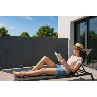 Szürke árnyékoló erkélyfedés szerelvényekkel - 100x700 cm