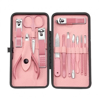 Rózsaszín manikűr és pedikűr készlet 12 az 1-ben