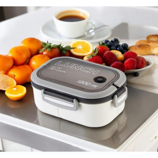 Fehér dupla uzsonnásdoboz evőeszközökkel