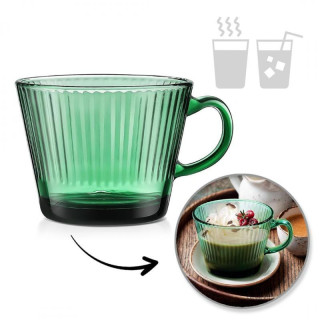 Zöld bordázott pohár füllel - 380 ml