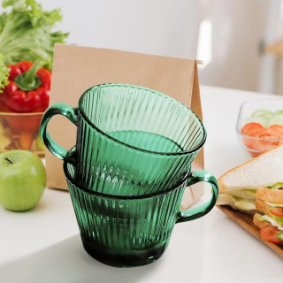 Zöld bordázott pohár füllel - 380 ml