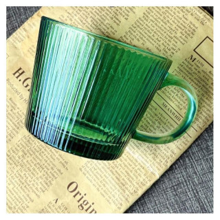 Zöld bordázott pohár füllel - 380 ml