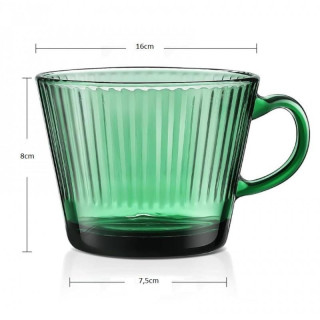 Zöld bordázott pohár füllel - 380 ml