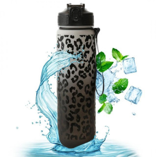 Fekete-fehér palack leopárdmintával - 1 l