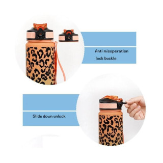 Lila-narancssárga palack leopárdmintával - 1 l