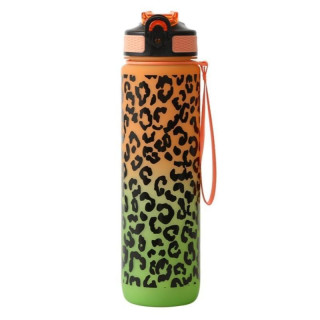 Narancssárga-zöld üveg leopárdmintával - 1 l