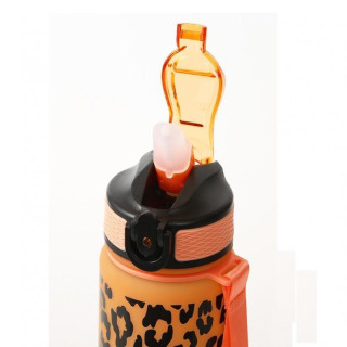 Narancssárga-zöld üveg leopárdmintával - 1 l