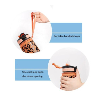 Narancssárga-zöld üveg leopárdmintával - 1 l