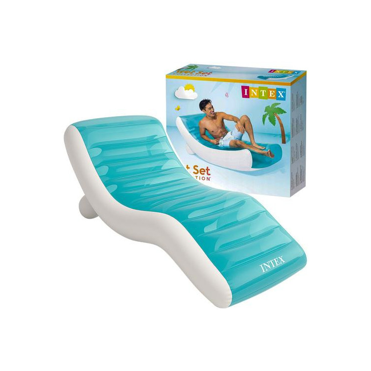 Tyrkysovo-biela nafukovačka v tvare lehátka