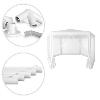 Fehér kerti pavilon szúnyoghálóval - 2x2x2 m -