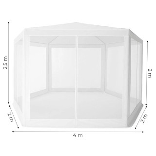 Fehér kerti pavilon szúnyoghálóval - 2x2x2 m -