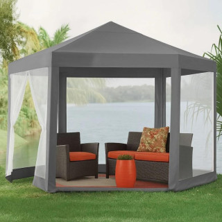 Kerti pavilon szürke szúnyoghálóval - 2x2x2 m -