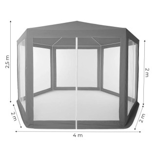 Kerti pavilon szürke szúnyoghálóval - 2x2x2 m -