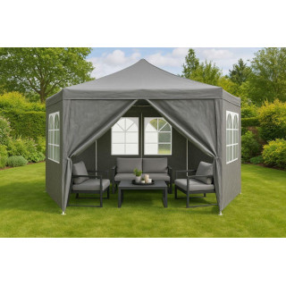 Kerti szürke pavilon sátor ablakokkal - 2x2x2 m