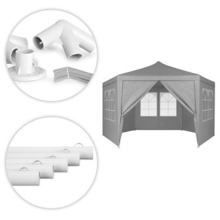 Kerti szürke pavilon sátor ablakokkal - 2x2x2 m