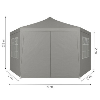 Kerti szürke pavilon sátor ablakokkal - 2x2x2 m