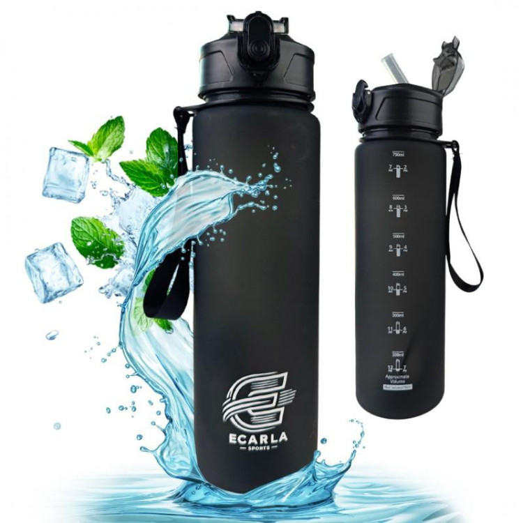 Matná čierna fľaša na vodu - 750 ml