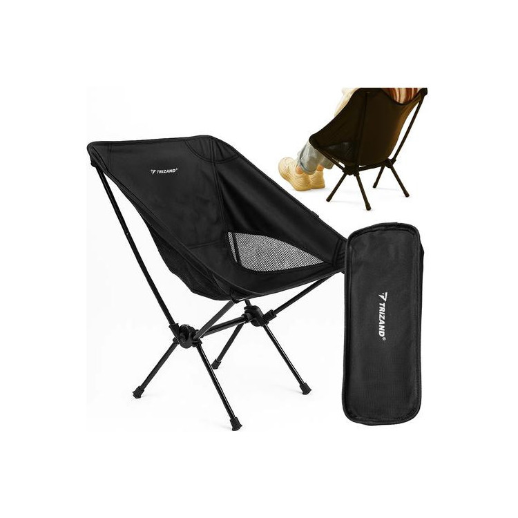 Čierna skladacia stolička Trizand s obalom
