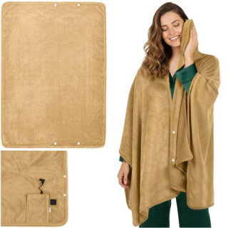 Béžová elektrická prikrývka na chrbát a ramená 160x90 cm