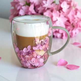 Termosz bögre rózsaszín hortenzia virágokkal - 300 ml