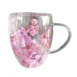 Termosz bögre rózsaszín hortenzia virágokkal - 300 ml