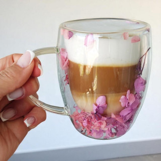 Termosz bögre rózsaszín hortenzia virágokkal - 300 ml