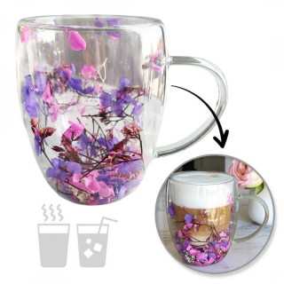 Termopohár s fialovo-ružovými kvetmi hortenzie - 300 ml