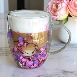 Termosz bögre lila-rózsaszín hortenzia virágokkal - 300 ml