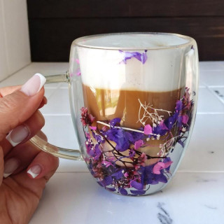 Termosz bögre lila-rózsaszín hortenzia virágokkal - 300 ml