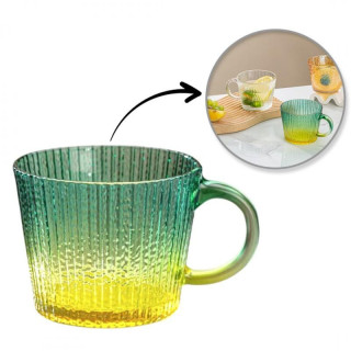 Zelený ryhovaný ombre pohár s uškom - 380 ml