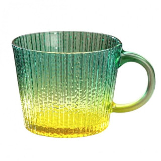 Zöld bordázott ombre bögre füllel - 380 ml