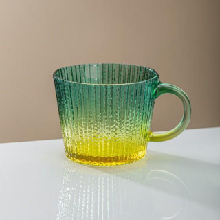 Zöld bordázott ombre bögre füllel - 380 ml