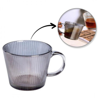 Ryhovaný sivý pohár s uškom - 380 ml