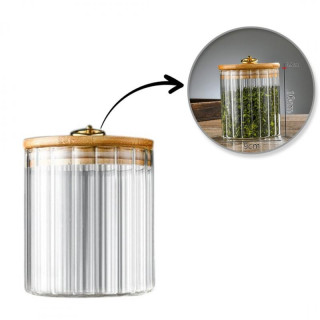 Ryhovaná cukornička s bambusovým vekom - 550 ml