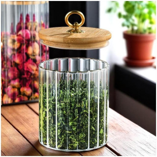 Barázdált cukortartó bambusz fedéllel - 550 ml