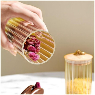 Barázdált cukortartó bambusz fedéllel - 550 ml