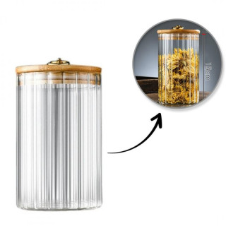 Ryhovaná nádoba s bambusovým vekom - 850 ml