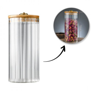 Ryhovaná nádoba s bambusovým vekom - 1150 ml