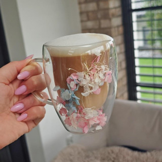 Termosz bögre színes hortenzia virágokkal - 300 ml